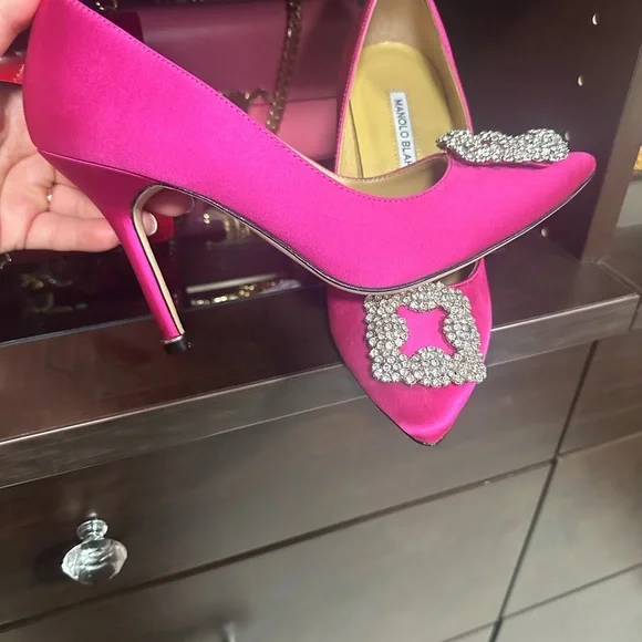 Pink Crystal Embellished Stiletto Heels - Picture 2 of 5